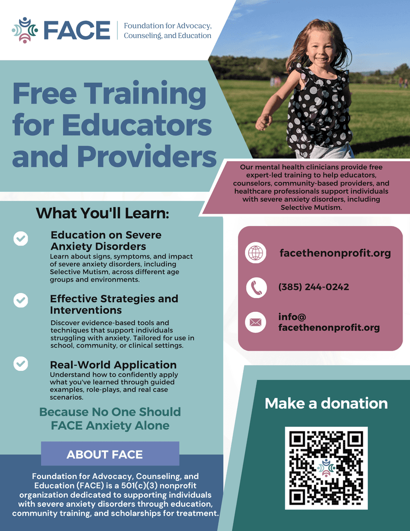 Free Training for Educators and Providers flyer from FACE